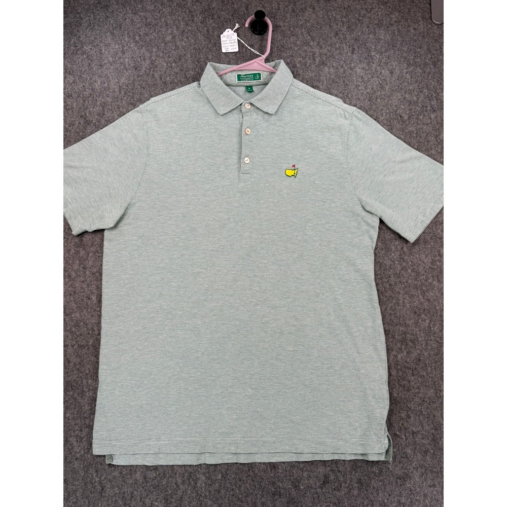 Masters Peter Millar Mens Green Micro Stripe Pima Cotton Silk Polo Shirt M